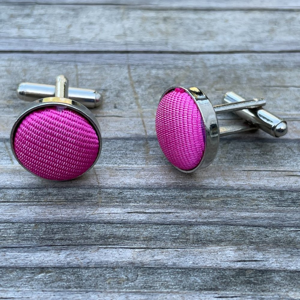 Men Cuff links Pink Silver Tone Jewelry Dress Shirt Fashion Cuff Links Stud New - Picture 8 of 8
